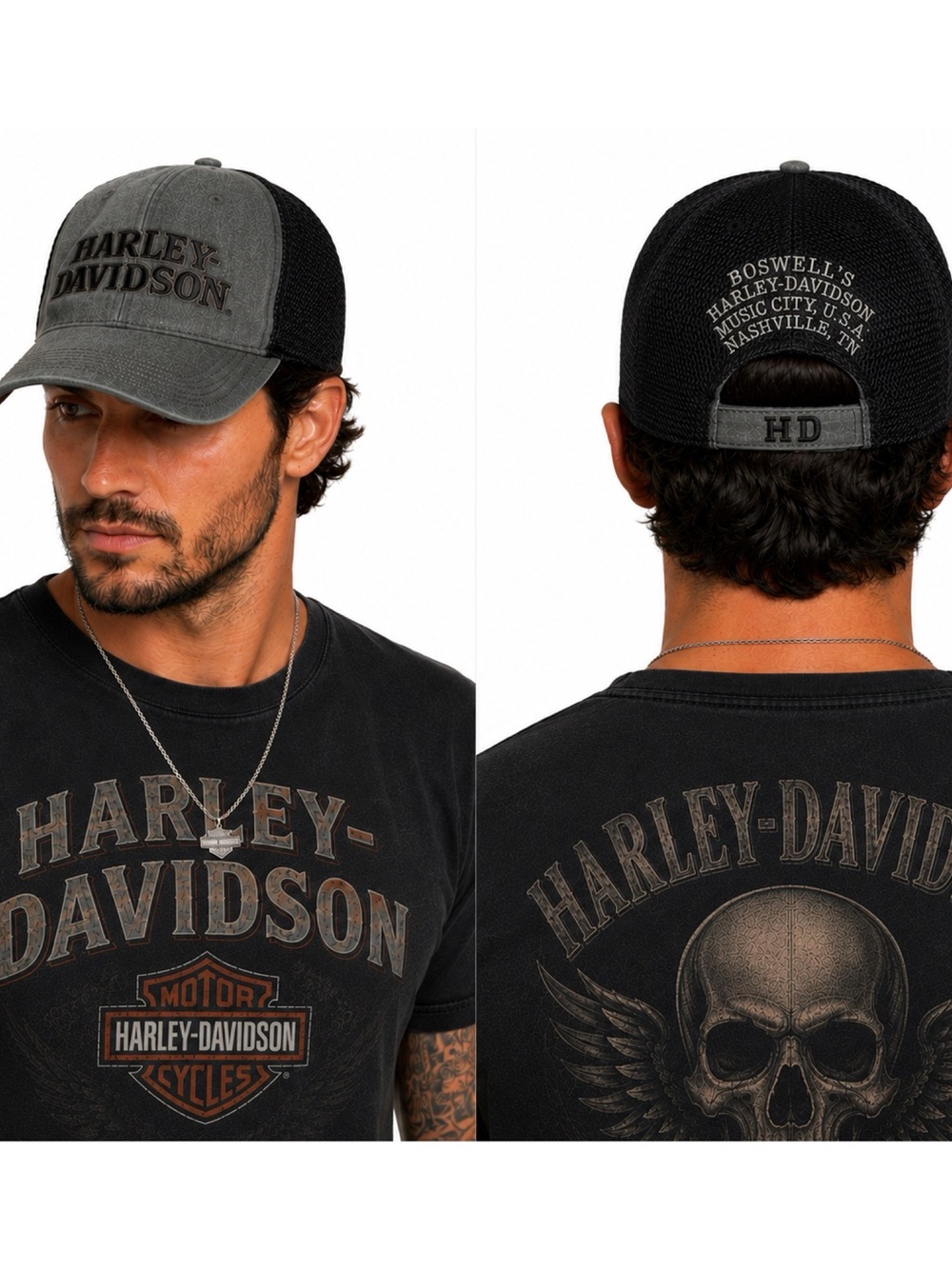 Harley Davidson Nashville Tennessee Embroidered Back Logo Trucker Hat